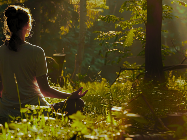 ragazza foresta meditazione